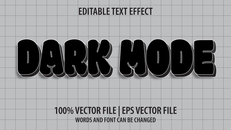 Vector efecto de texto editable modo oscuro 3d moderno y estilo de fuente mínimo