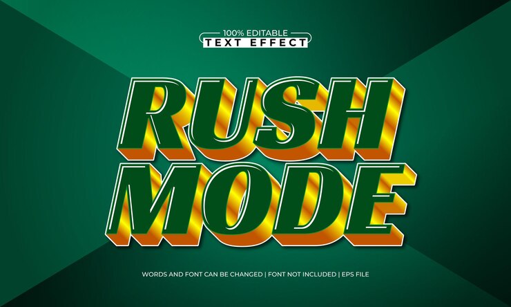 Vector efecto de texto editable en modo de prisa con un estilo de texto de carrera y velocidad