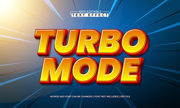 efecto de texto editable en modo turbo con un estilo de texto de velocidad y carrera