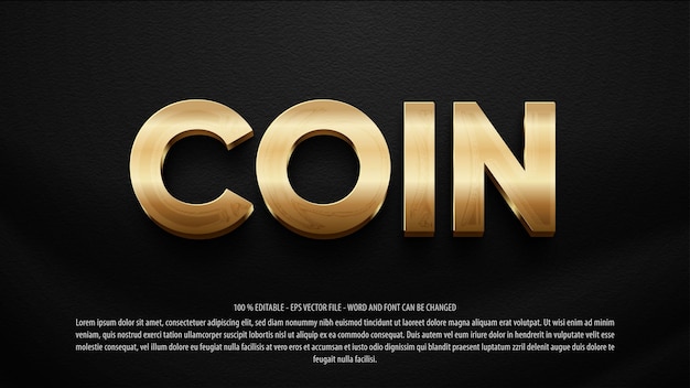 Vector efecto de texto editable para monedas de oro