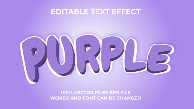 Efecto de texto editable morado moderno, estilo de fuente minimalista y creativo en 3d