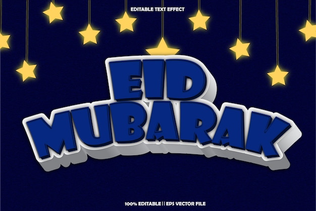 efecto de texto editable de mubarak en relieve estilo de dibujos animados