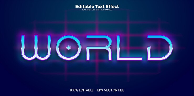 Vector efecto de texto editable mundial en estilo de tendencia moderna.