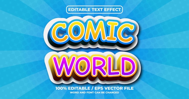 Efecto de texto editable del mundo cómico.