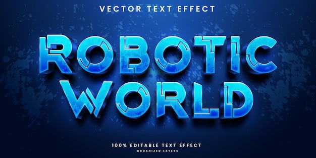 Vector efecto de texto editable del mundo robótico