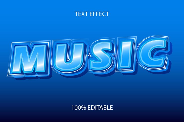 Vector efecto de texto editable música color azul