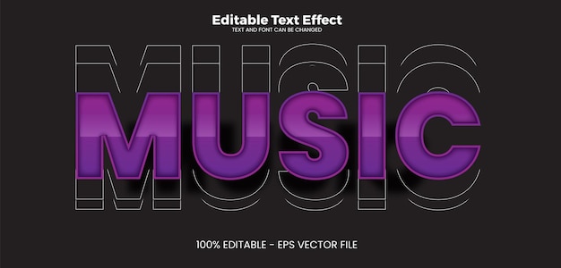 Efecto de texto editable de música en estilo de tendencia moderna.