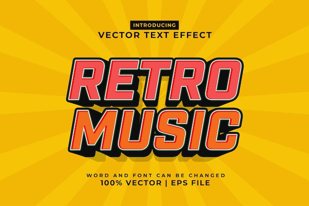 Efecto de texto editable Música retro 3d Estilo vintage vector premium