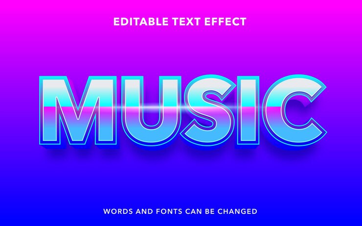 Vector efecto de texto editable de música