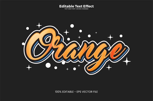Efecto de texto editable naranja en el estilo de tendencia moderna