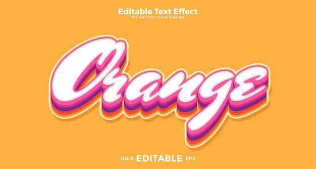 Efecto de texto editable naranja en el estilo de tendencia moderna