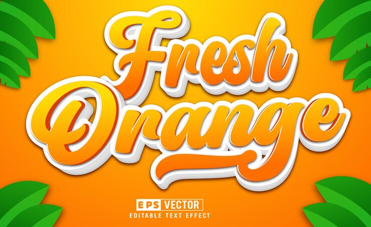 Vector efecto de texto editable naranja fresco vector estilo 3d
