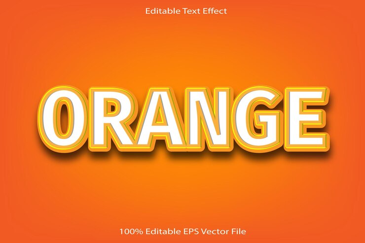Vector efecto de texto editable naranja relieve 3d estilo degradado de dibujos animados