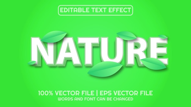 Efecto de texto editable naturaleza 3d moderna y estilo de fuente mínimo