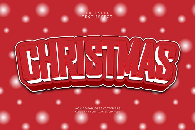Efecto de texto editable de navidad Estilo de dibujos animados en relieve de 3 dimensiones