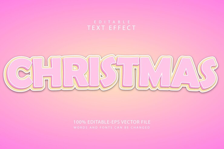 Vector efecto de texto editable de navidad estilo de dibujos animados en relieve de 3 dimensiones