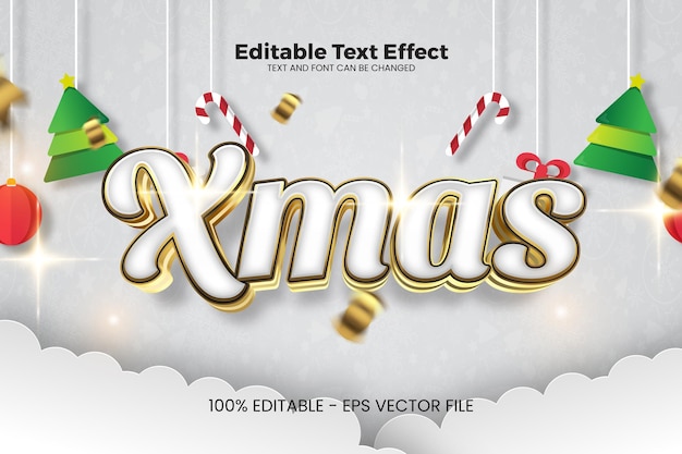 Efecto de texto editable de Navidad en estilo de tendencia moderna.