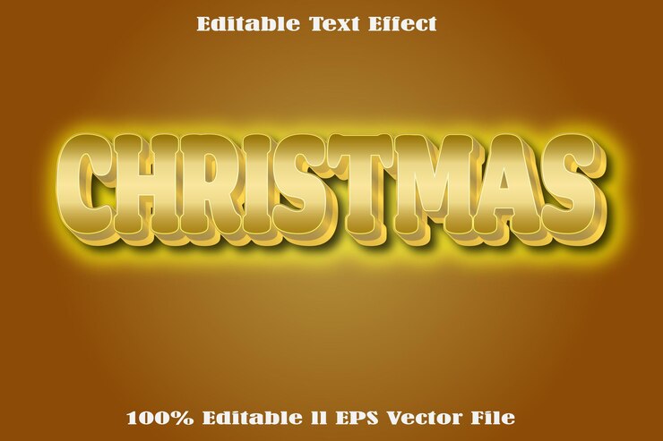 Vector efecto de texto editable de navidad