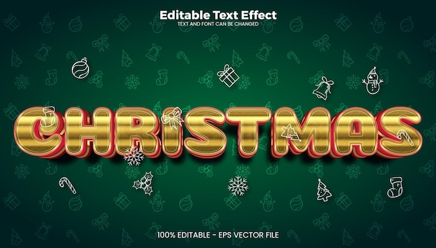 Efecto de texto editable navideño en estilo de tendencia moderna.