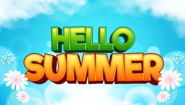 Efecto de texto editable en negrita de la línea 3D Hello Summer