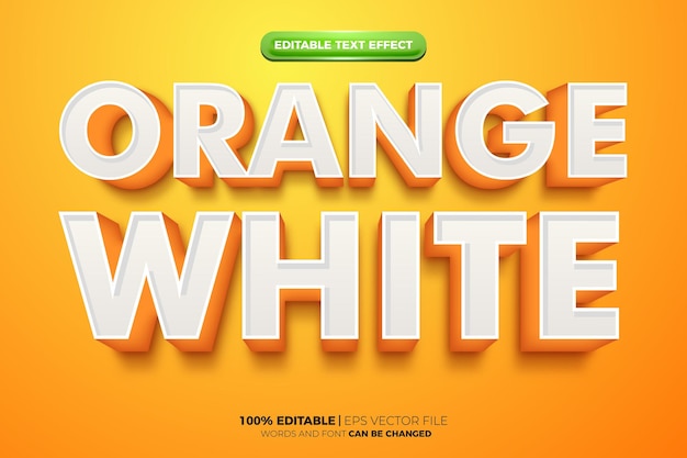 Efecto de texto editable en negrita naranja blanco