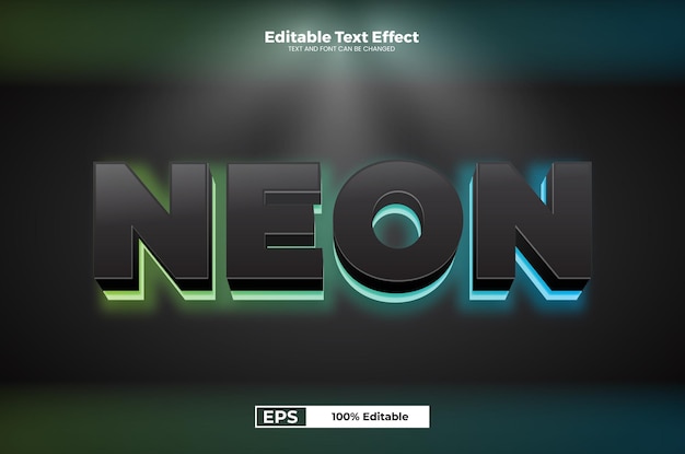 Efecto de texto editable de neón en el estilo de la tendencia moderna
