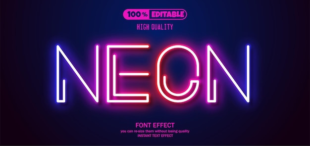 Efecto de texto editable de neón