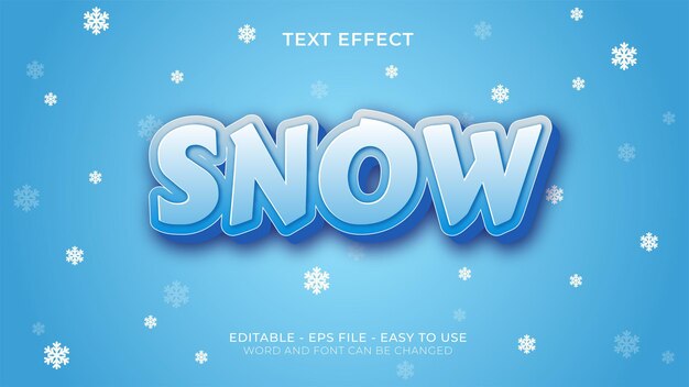 Vector efecto de texto editable nieve 3d en color azul