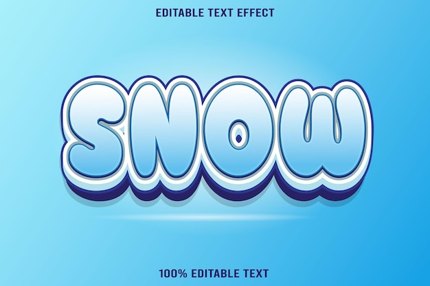 Efecto de texto editable en nieve estilo de dibujos animados en relieve 3D