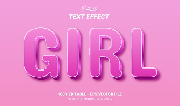 Vector efecto de texto editable para niñas