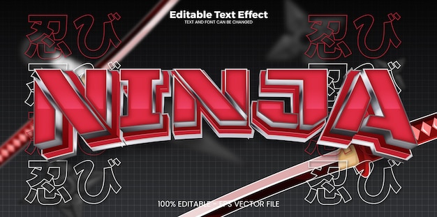 Efecto de texto editable Ninja en el estilo de la tendencia moderna