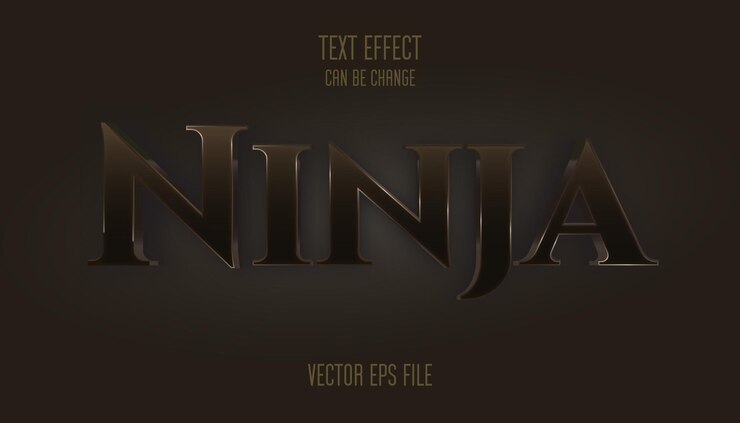 Vector el efecto de texto editable de ninja se puede encontrar en el estilo gráfico se puede usar para redes sociales, banner de youtube, etc.