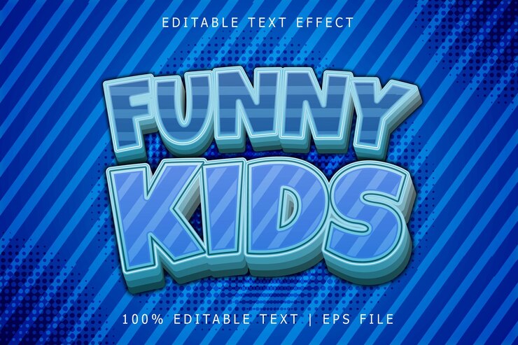 Vector efecto de texto editable para niños divertidos estilo de dibujos animados en relieve de 3 dimensiones