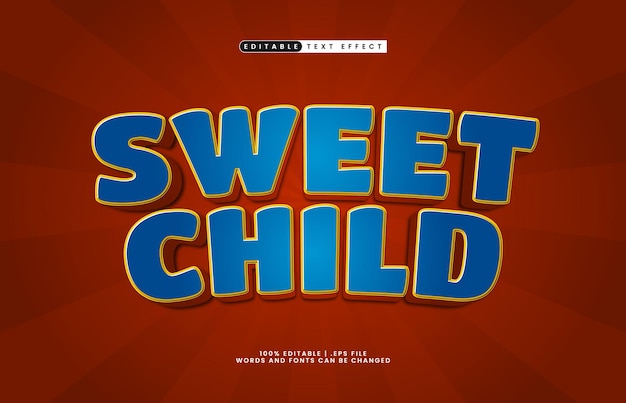 efecto de texto editable para niños dulces con un estilo de texto de juego y juguetes
