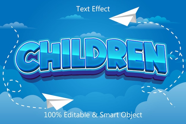 Efecto de texto editable para niños estilo de dibujos animados en relieve en 3 dimensiones
