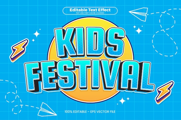 Efecto de texto editable para niños en el estilo de la tendencia moderna