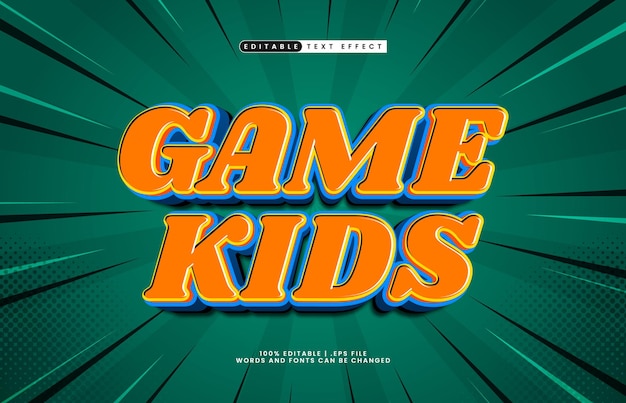 efecto de texto editable para niños con un estilo de texto para niños y juegos