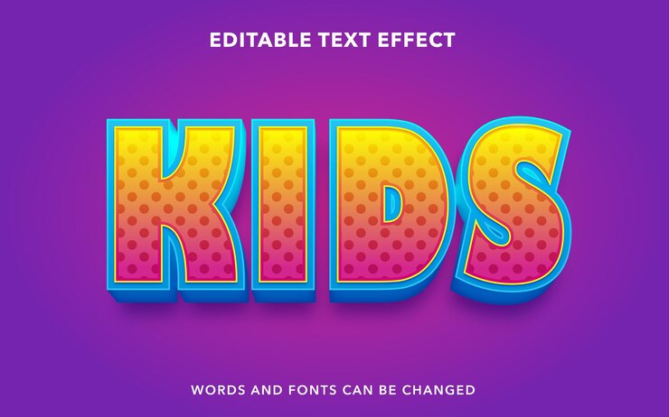 Vector efecto de texto editable para niños