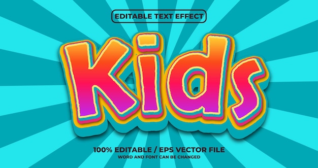 Vector efecto de texto editable para niños