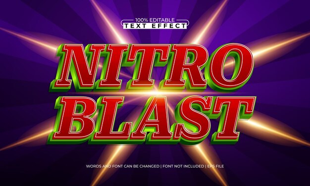 efecto de texto editable de nitro blast con un estilo de texto rápido y rápido