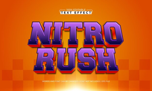 efecto de texto editable de nitro rush con un estilo de texto de velocidad y carrera