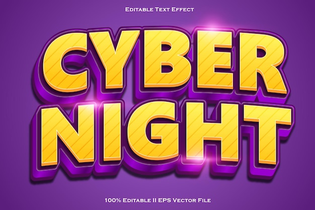 Efecto de texto editable de la noche cibernética Estilo de gradiente de relieve 3D