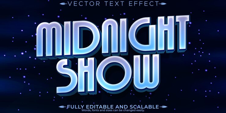 Vector efecto de texto editable por la noche estilo de texto de espectáculo y actuación editable