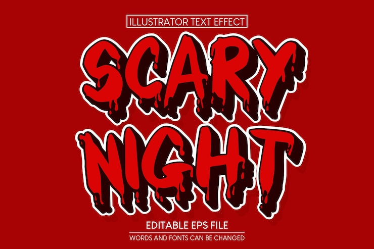 Vector efecto de texto editable de noche de miedo