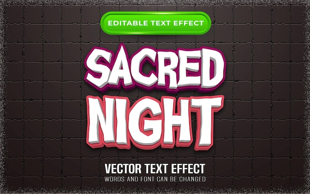 Efecto de texto editable noche sagrada