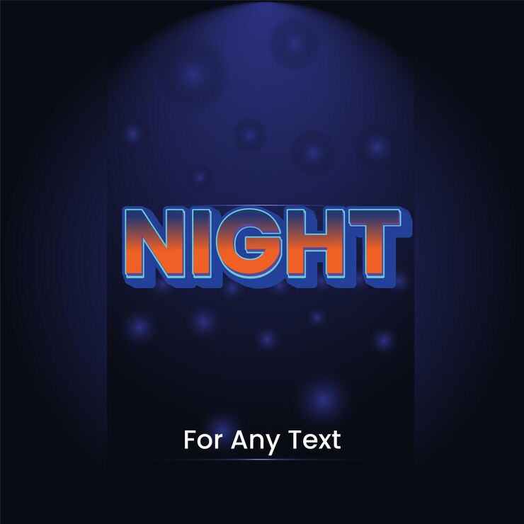 Efecto de texto editable de la noche vectorial