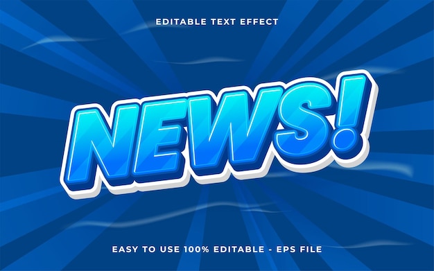 Efecto de texto editable Noticias 3D Vector premium de estilo plantilla de dibujos animados
