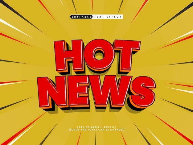 Efecto de texto editable de noticias calientes