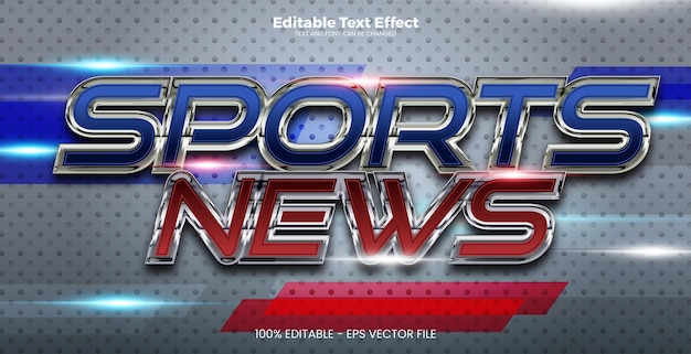 Efecto de texto editable de noticias deportivas en estilo de tendencia moderna