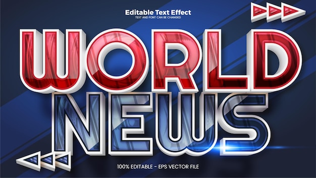 Vector efecto de texto editable de noticias mundiales en estilo de tendencia moderna